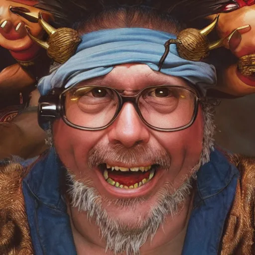 Image similar to bobcat goldthwait as e. honda from street fighter, ultra realistic, concept art, intricate details, eerie, highly detailed, photorealistic, octane render, 8 k, unreal engine. art by artgerm and greg rutkowski and magali villeneuve and alphonse mucha