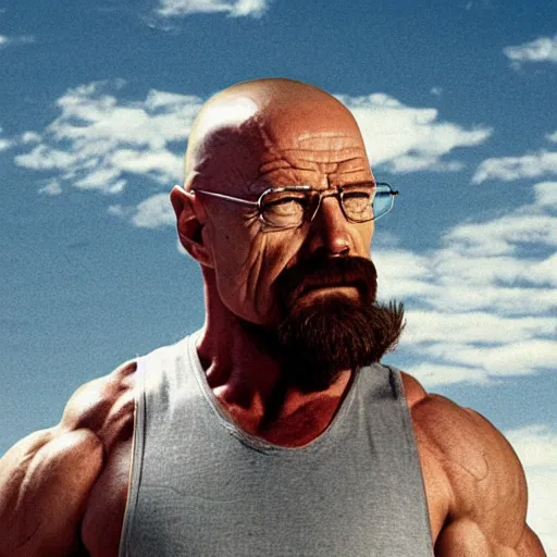 Prompt: Walter white big muscles