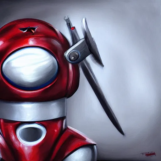 Image similar to tesla bot holding a weapon photorealistic digital painting