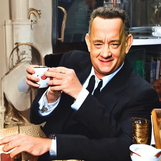 Prompt: tom hanks sipping on tea