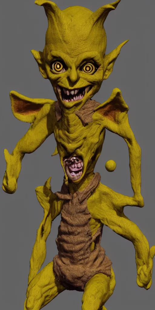 Image similar to malice yellow goblin doll psx rendered early 90s net art n64 3d 2002