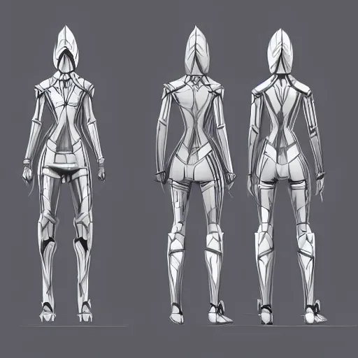 Image similar to concept art, stylized proportions, long thin legs, broad shoulders, concept design, sketch, human character, science fiction suit, helmet, trending on artstation