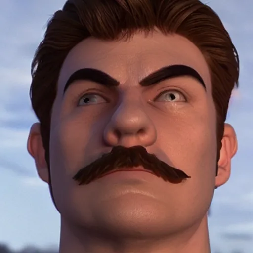 Prompt: a close up of mario's face ( live action, good high detailed face )