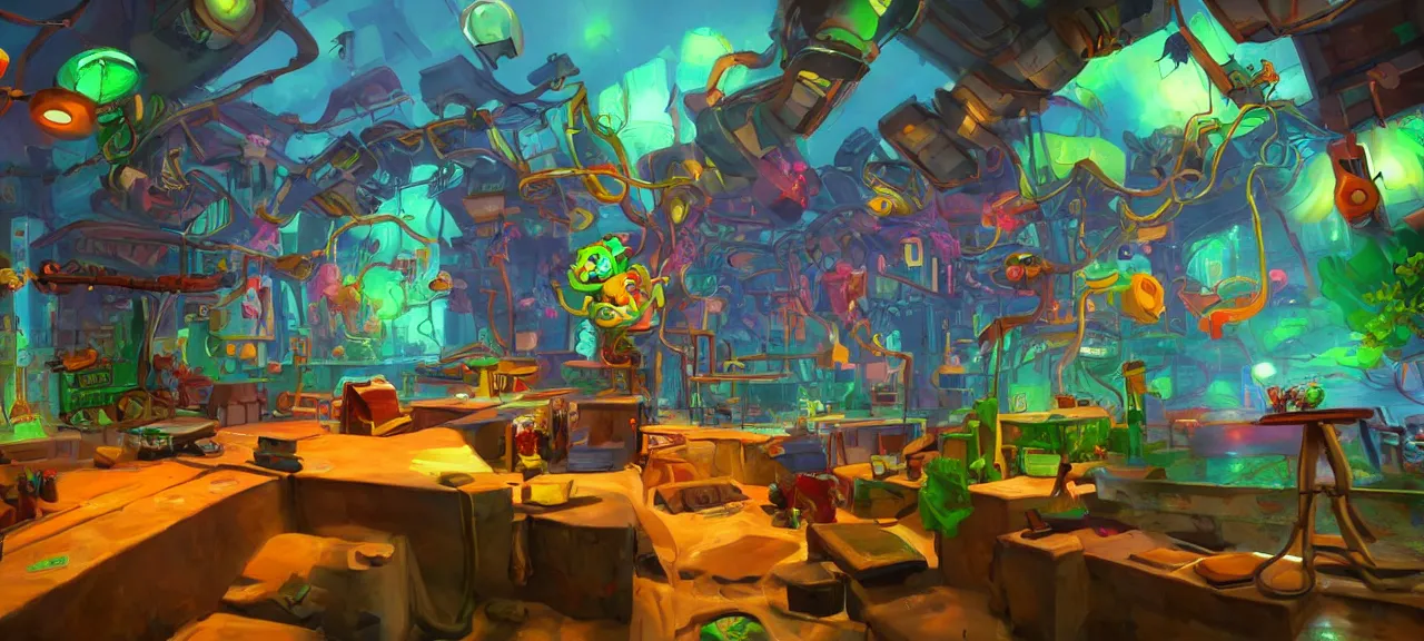 Prompt: a beautiful painting of a psychonauts headquarters | unreal engine :. 3