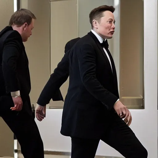 Image similar to Elon Musk Dressed as a hitman detail 4K quality super realistic