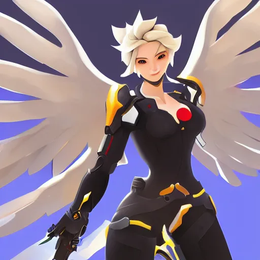 Prompt: mercy from overwatch, digital art