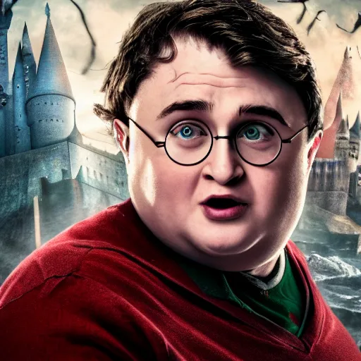 Image similar to obese harry potter, 4 k