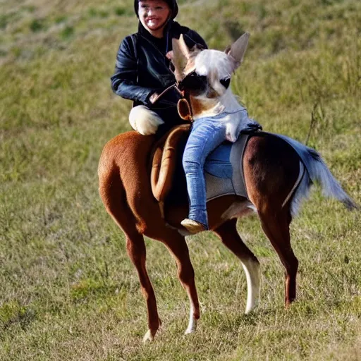 Prompt: chihuahua riding on a horse