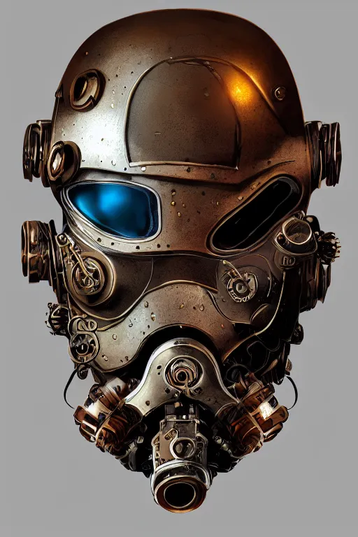 Image similar to steampunk helmet fantasy art mask robot ninja stylized digital illustration sharp focus, elegant intricate digital painting artstation concept art global illumination ray tracing advanced technology chaykin, howard and campion, pascale