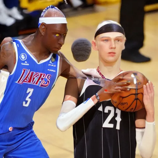Prompt: bladee playing in the nba
