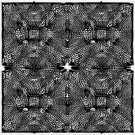 Image similar to super resolution texture with line, form, mesh, vectorial geometric pattern, black and white generative geometric art, dark palette ; ink drawings, illustration and sketches, textures, ultra - detailed design, drafts, upscale photo, hyperrealism, volumetric light and texture artstation