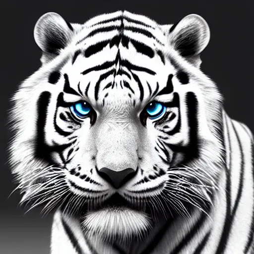 Image similar to white tiger wearing aviators, digital art, very detailed, artstation