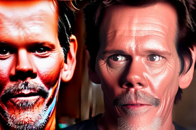 Image similar to a painting bacon with kevin bacon's face, 8 k, cinematic, movie still