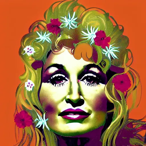Image similar to flower child, Dolly Parton