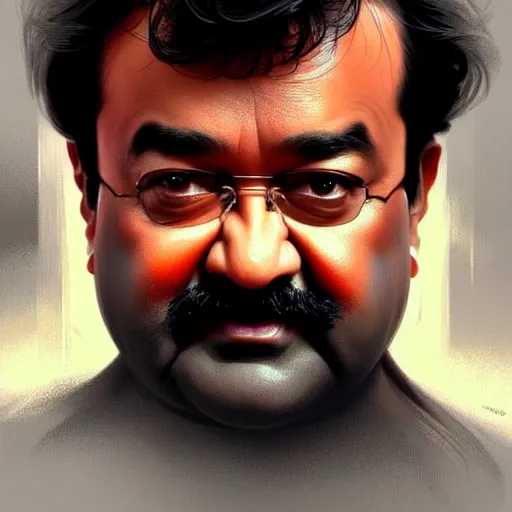 Prompt: Mohanlal , colorful painting on grey scale face, powerful , magic, thunders, dramatic lighting, intricate, wild, highly detailed, digital painting, artstation, concept art, smooth, sharp focus, illustration, art by artgerm and greg rutkowski and alphonse mucha, footage