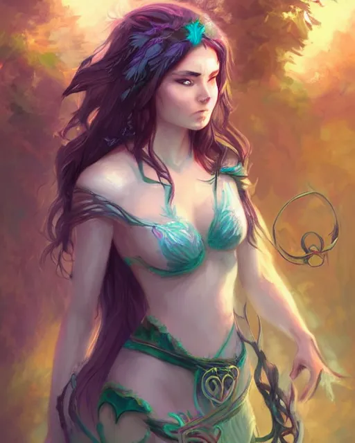 Image similar to ashlynn brooks as a beautiful female druid, by Fernanda Suarez and ross tran
