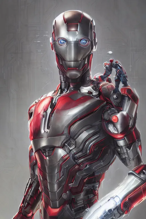 Image similar to Portrait of Mark Zuckerberg as Ultron, marvel comics, dark, intricate, highly detailed, smooth, artstation, digital illustration by Ruan Jia and Mandy Jurgens and Artgerm and Wayne Barlowe and Greg Rutkowski and Zdislav Beksinski