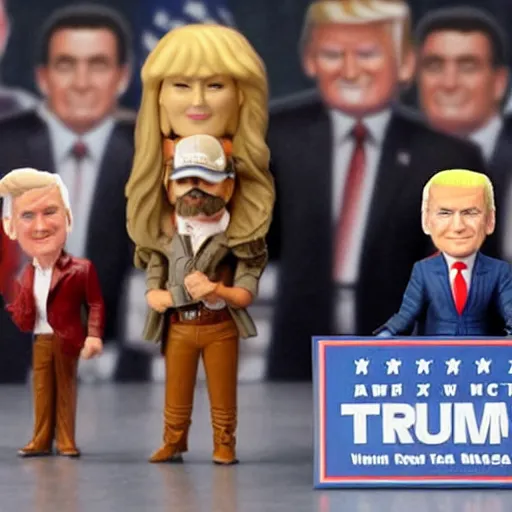 Image similar to fbi agents opening boxes of donald trump bobble heads