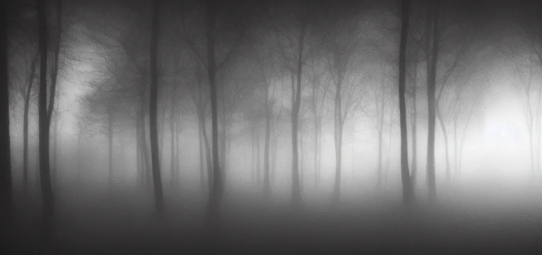 Prompt: misty wood, mirror portal from the light, pinhole analogue photo quality, monochrome, blur, unfocus, cinematic, 35mm