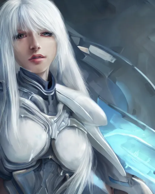 Prompt: perfect white haired girl, warframe armor, beautiful, dreamy, pretty face, blue eyes, portrait, detailed, bright light, scifi, amazing, utopian architecture in the background, laboratory, 4 k, ultra realistic, aura of light, cinematic, high detail, masterpiece, art by akihito tsukushi, akasuki brightmind