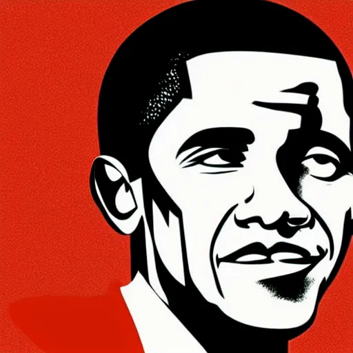 Image similar to Obama, graphic illustration by Jamie Hewlett, bold colors