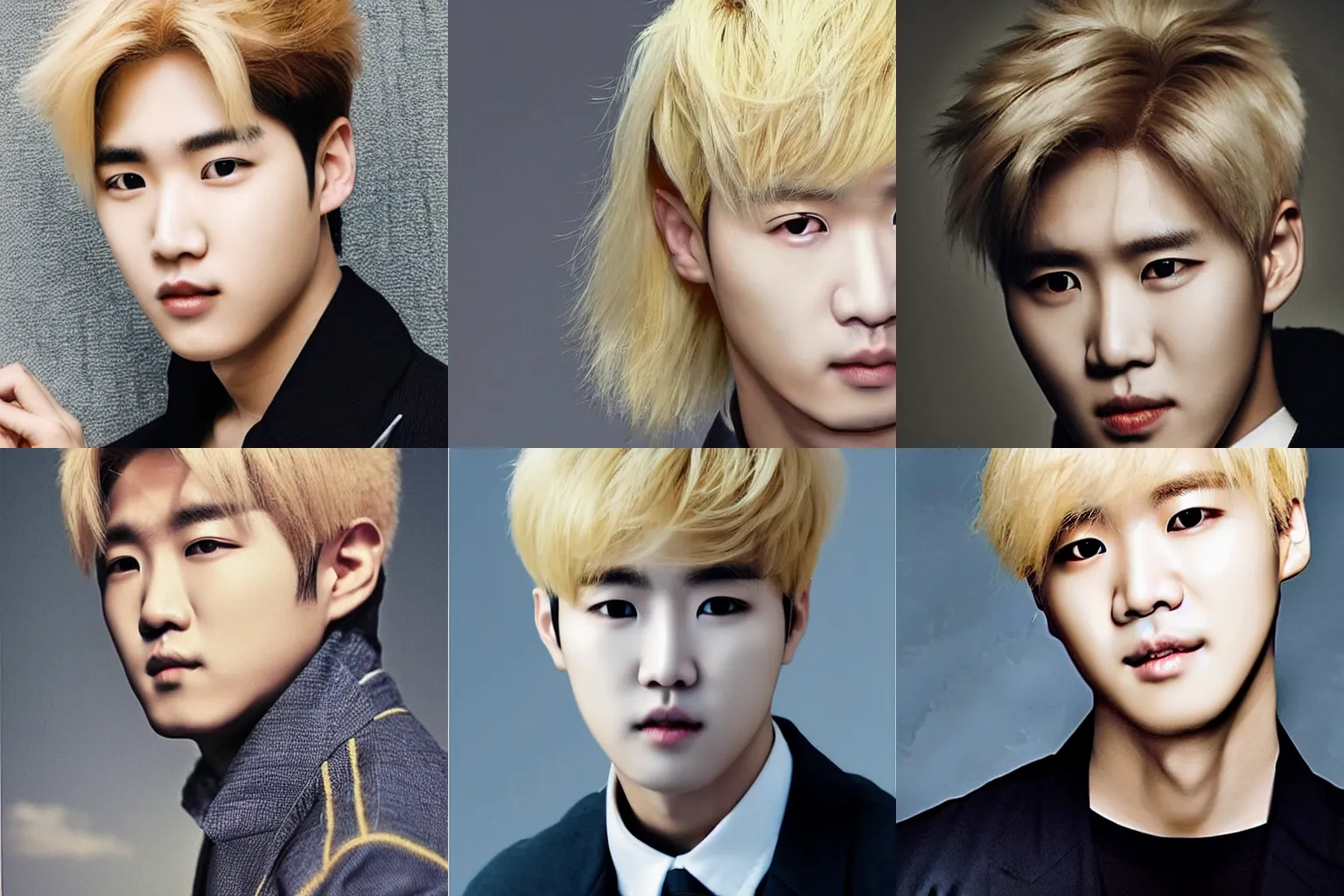 Prompt: portrait of SuHo from EXO with blond hair