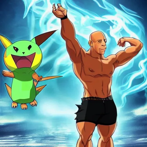 Image similar to Vin Diesel as a pokemon monster