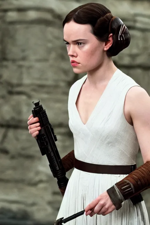 Prompt: daisy ridley as princess leia