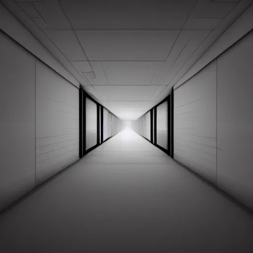 Prompt: inside of blank dark without light endless cube with black walls. Realistic Concept Art photography