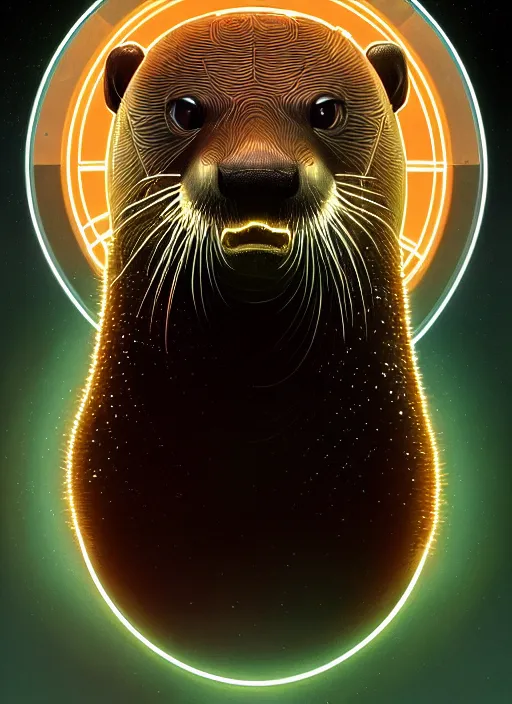 Prompt: symmetry!! portrait of a river otter, sci - fi, tech wear, glowing lights!! intricate, elegant, highly detailed, digital painting, artstation, concept art, smooth, sharp focus, illustration, art by artgerm and greg rutkowski and alphonse mucha