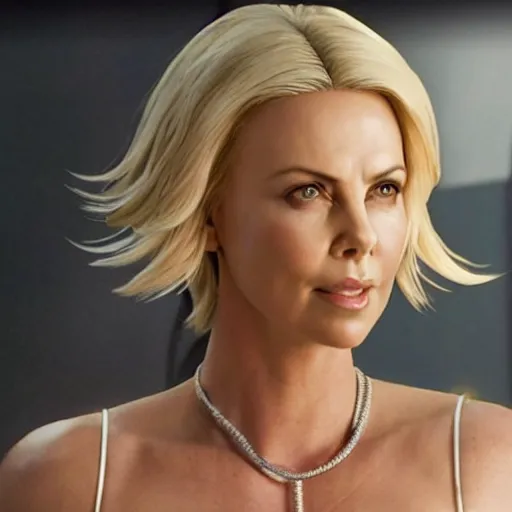 Image similar to film still of charlize theron as mercy in overwatch ( 2 0 2 3 )