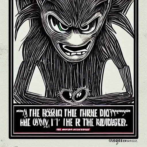 Prompt: sonic the hedgehog, in the style of hr giger