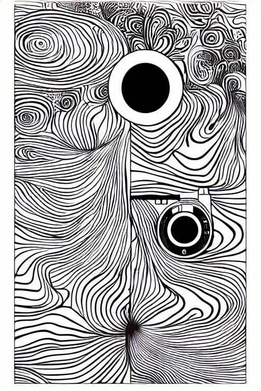 Image similar to minimalist boho style art of a camera, illustration, vector art