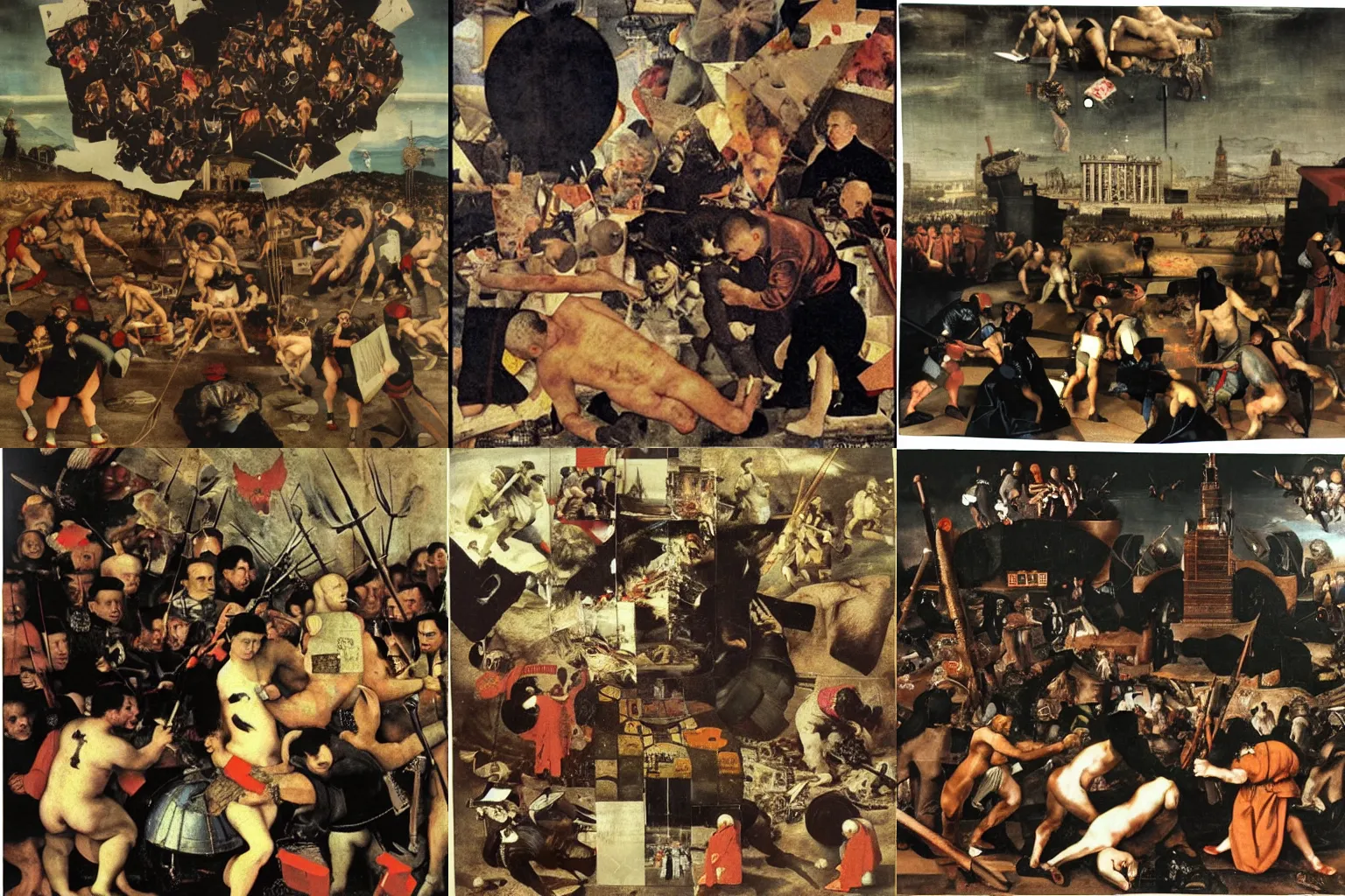 Prompt: metaphor for the division and destruction of social order, collage by diego velazquez