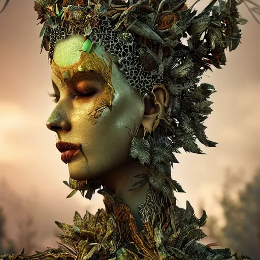 Image similar to the forest queen, 4 k, intricate detailed, jaw dropping, gorgeous, surreal, octane render