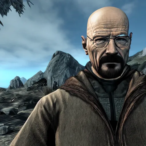 Prompt: walter white heisenberg in skyrim,