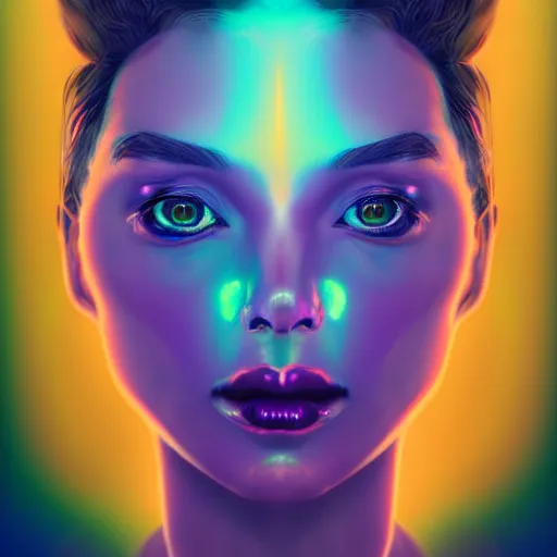 Image similar to face portrait of a woman, iridescent, sci - fi, futurism, face fractals by lois van baarle, cinematic, 8 k