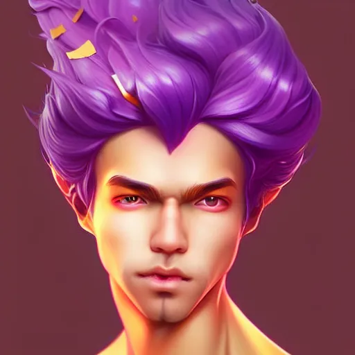 Prompt: fairy prince, gold on purple, by artgerm and eko nugroho, trending on artstation