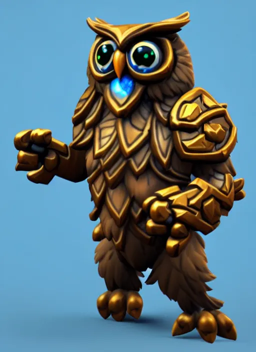 Image similar to owl bear, stylized stl fantasy miniature, 3 d render, activision blizzard style, hearthstone style