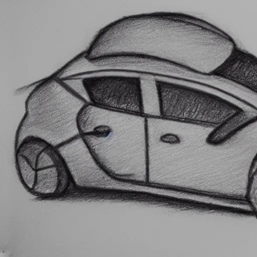 Image similar to car in bread, masterpiece pencil and charcoal sketch