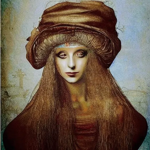 Image similar to lady gaga painted by leonardo da vinci