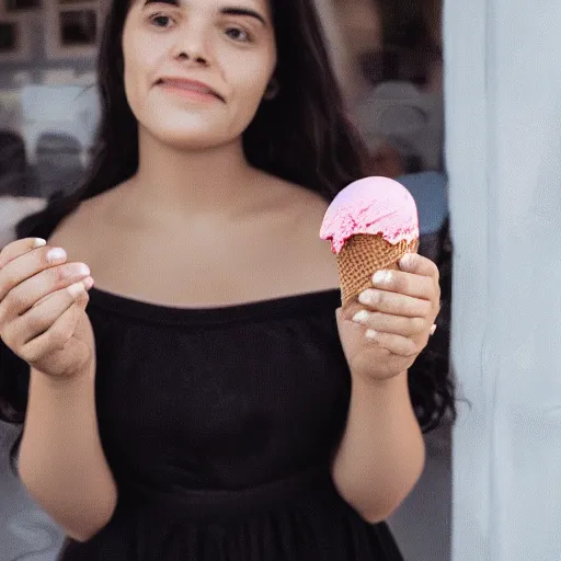 Image similar to a woman with ice cream for hair