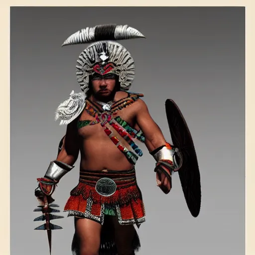 Image similar to aztec warrior mega chad realistic