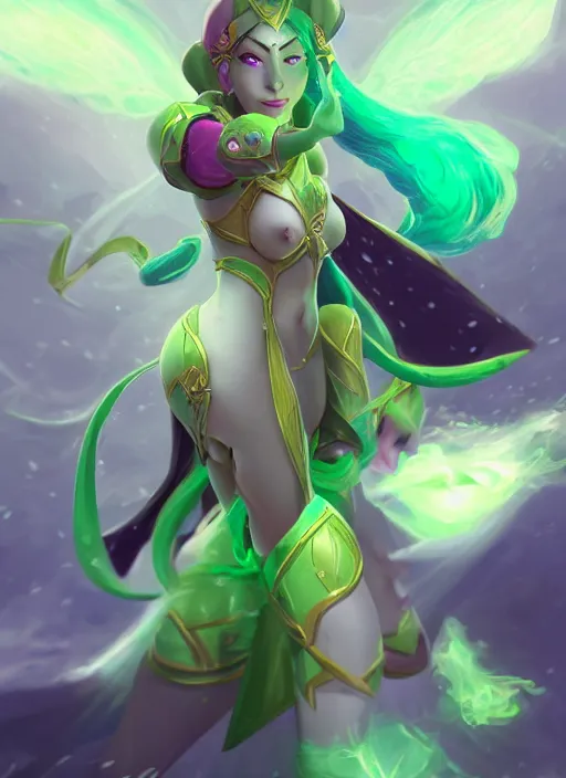 Image similar to merciful soraka, from league of legends, health supporter, hyper detailed, green aura in her wand, digital art, trending in artstation, cinematic lighting, studio quality, smooth render, unreal engine 5 rendered, octane rendered, art style by klimt and nixeu and ian sprigger and wlop and krenz cushart