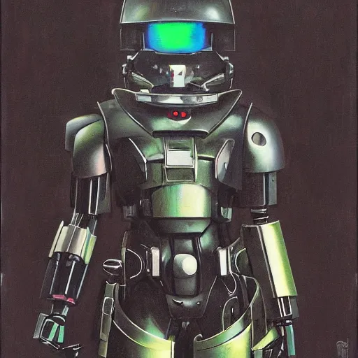 Prompt: pitch black gunpla droids kenku rifleman. neon goggles. anthropomorphic black bird beak. torso. odst raven beak helmet, science fiction, portrait by donato giancola and greg rutkowski and wayne barlow. oil on canvas. 1 9 7 8 cover. top all time r / imaginarycyberpunk.