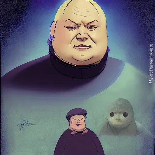 Image similar to baron vladimir harkonnen character portrait, matte painting, in the style of studio ghibli