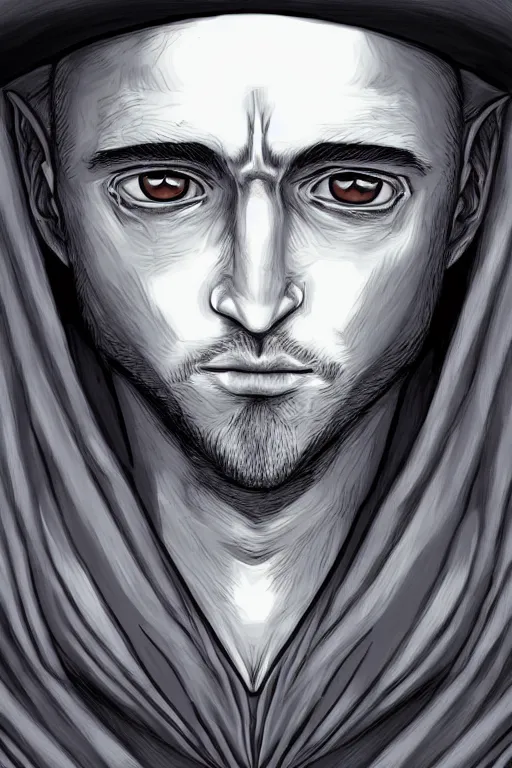 Image similar to portrait of robed mage | digital painting | highly detailed | kentaro miura