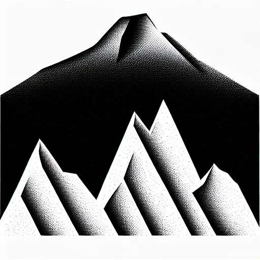 Prompt: vector image of mountains, lower third, high contrast, black and white