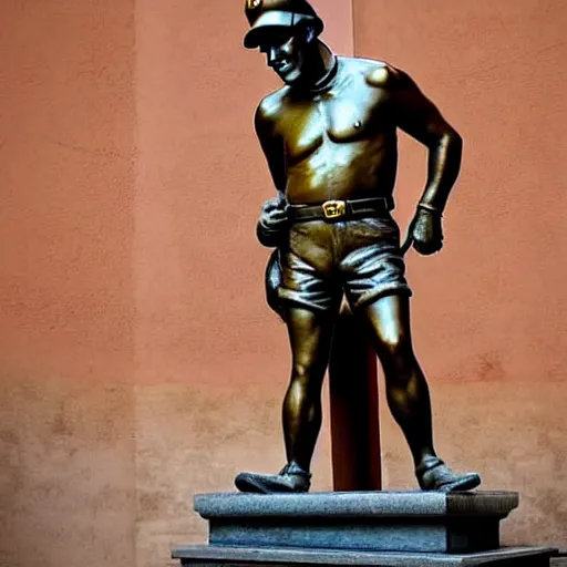 Prompt: beautiful amazing award - winning photograph of a bronze statue of mario, in italy