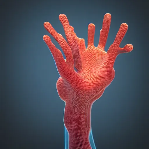 Image similar to open hand as a 3D object, a computer rendering by Alberto Seveso, behance, generative art, rendered in cinema4d, octane render, photoillustration